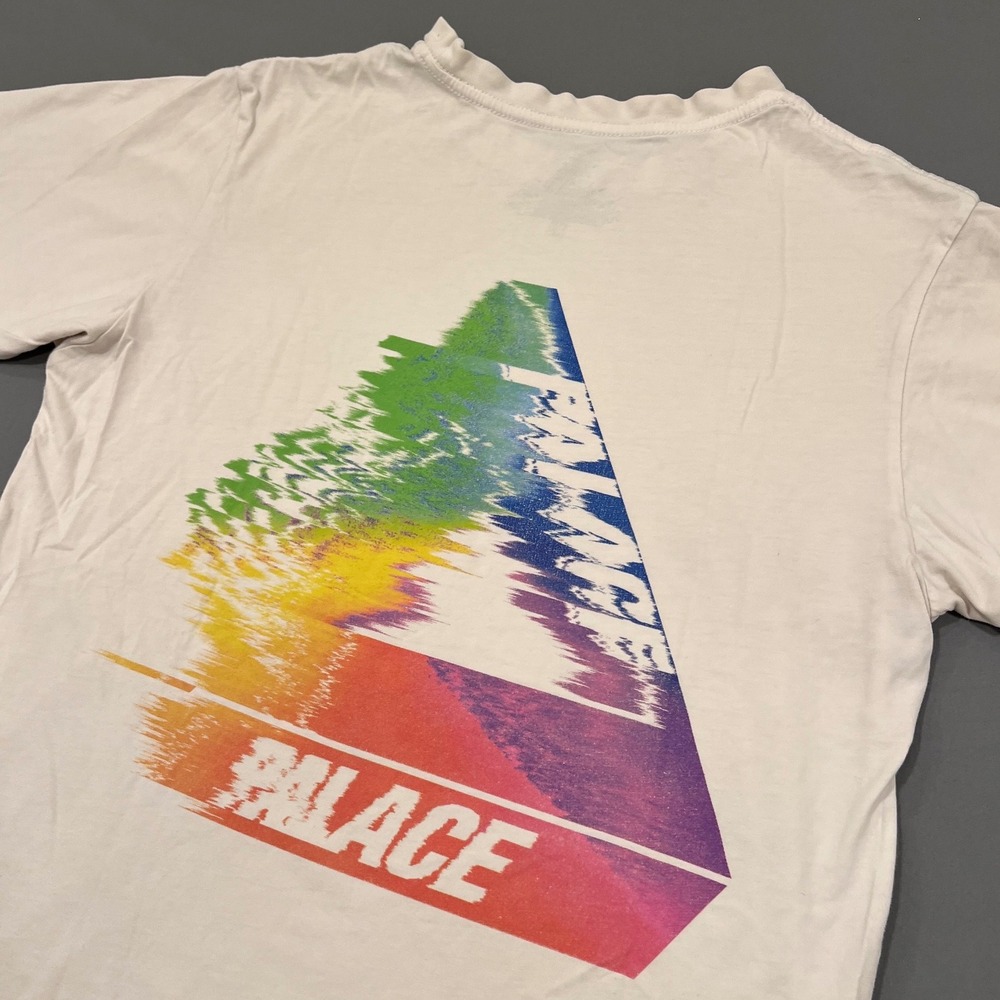 Palace Glitch Tri-Smudge T-Shirt Mens XL White Rainbow SS16 Streetwear Tee